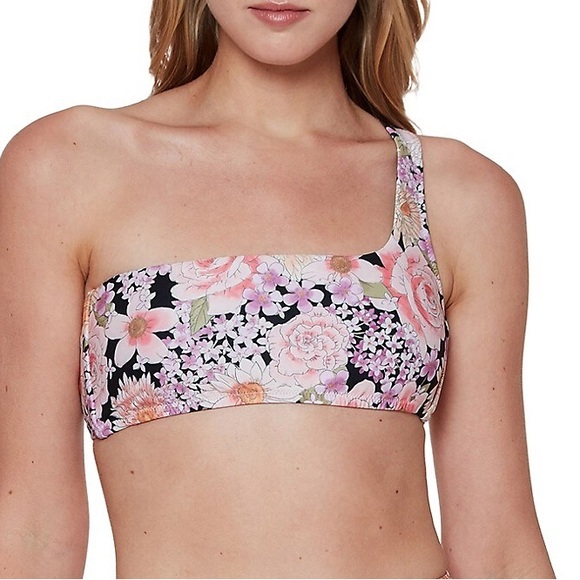 Sanctuary Floral One-Shoulder Bikini Top - Pink and Black. New with tags! - Picture 3 of 3